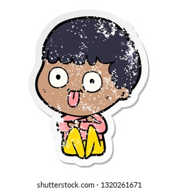 distressed sticker of a cartoon man staring