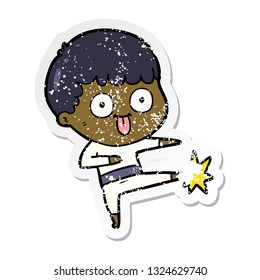 distressed sticker of a cartoon man staring