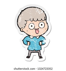 distressed sticker of a cartoon man staring