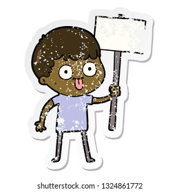distressed sticker of a cartoon man staring