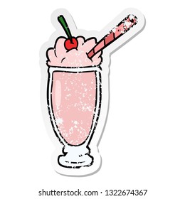 distressed sticker of a cartoon milkshake