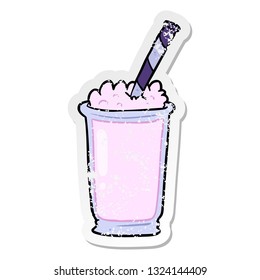 distressed sticker of a cartoon milkshake