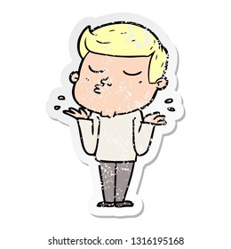 pegatina angustiada de un tipo de modelo de caricatura que vomita