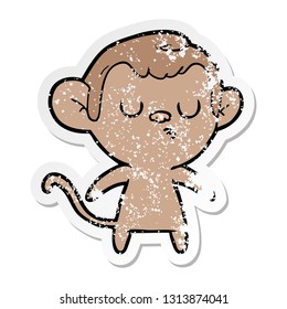 distressed sticker of a cartoon monkey