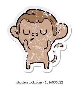 distressed sticker of a cartoon monkey