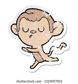 distressed sticker of a cartoon monkey