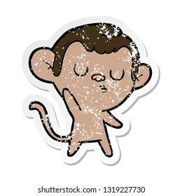 distressed sticker of a cartoon monkey