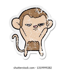 distressed sticker of a cartoon monkey