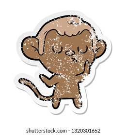 distressed sticker of a cartoon monkey