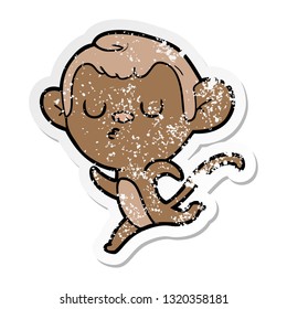 distressed sticker of a cartoon monkey