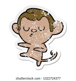 distressed sticker of a cartoon monkey