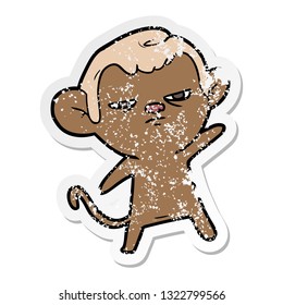 distressed sticker of a cartoon monkey