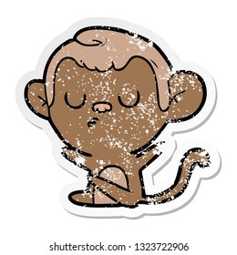 distressed sticker of a cartoon monkey