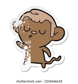 distressed sticker of a cartoon monkey