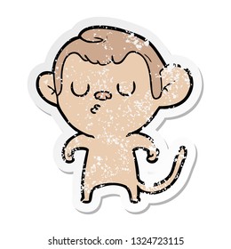 pegatina angustiada de un mono de dibujos animados
