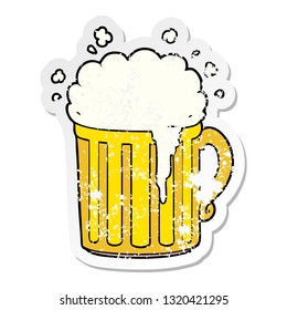 distressed sticker of a cartoon mug of beer