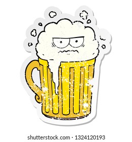 distressed sticker of a cartoon mug of beer