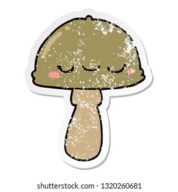 distressed sticker of a cartoon mushroom