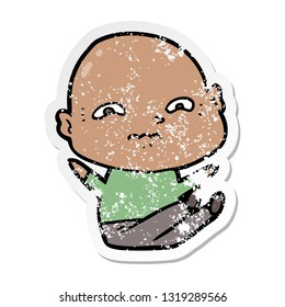distressed sticker of a cartoon nervous man