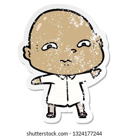 distressed sticker of a cartoon nervous man