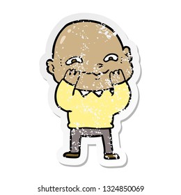 distressed sticker of a cartoon nervous man