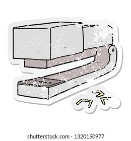 distressed sticker of a cartoon office stapler