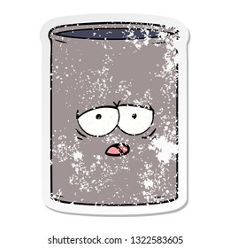 distressed sticker of a cartoon oil drum