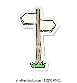 distressed sticker of a cartoon old direction sign