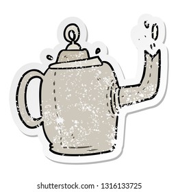 distressed sticker of a cartoon old kettle