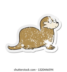 distressed sticker of a cartoon otter