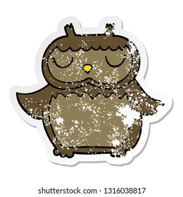 distressed sticker of a cartoon owl