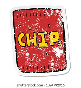distressed sticker of a cartoon packet of chips