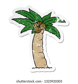 distressed sticker of a cartoon palm tree