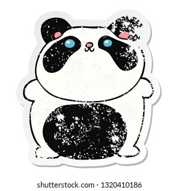 distressed sticker of a cartoon panda