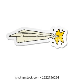 distressed sticker of a cartoon paper airplane