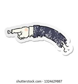 distressed sticker of a cartoon pointing zombie hand