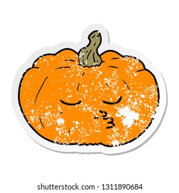 distressed sticker of a cartoon pumpkin