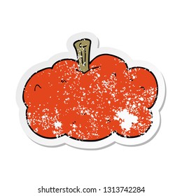 distressed sticker of a cartoon pumpkin