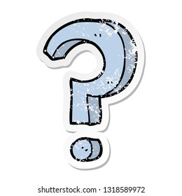 distressed sticker of a cartoon question mark
