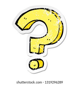 distressed sticker of a cartoon question mark