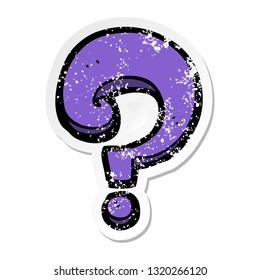 pegatina angustiada de un signo de interrogación de dibujos animados