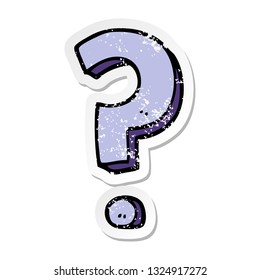 pegatina angustiada de un signo de interrogación de dibujos animados