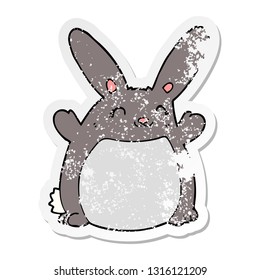 distressed sticker of a cartoon rabbit