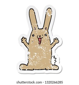 sticker angustiado de un conejo de dibujos animados
