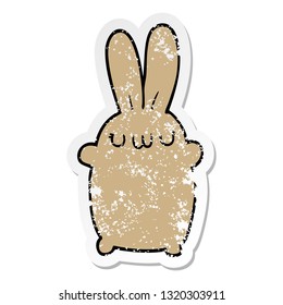sticker angustiado de un conejo de dibujos animados