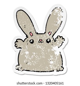 sticker angustiado de un conejo de dibujos animados