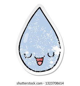 distressed sticker of a cartoon raindrop