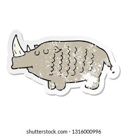 distressed sticker of a cartoon rhinoceros