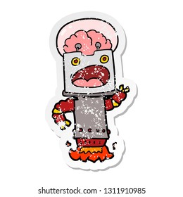 pegatina angustiada de un robot de dibujos animados