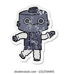 pegatina angustiada de un robot de dibujos animados
